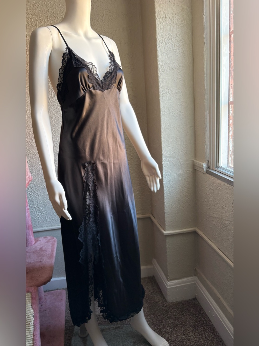 Shein Lace Trim Satin Slip Dress Size Small